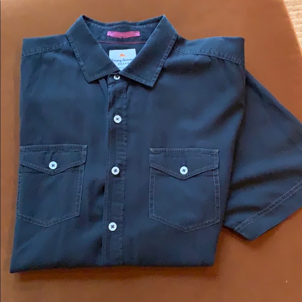 Tommy Bahama short sleeve black button down